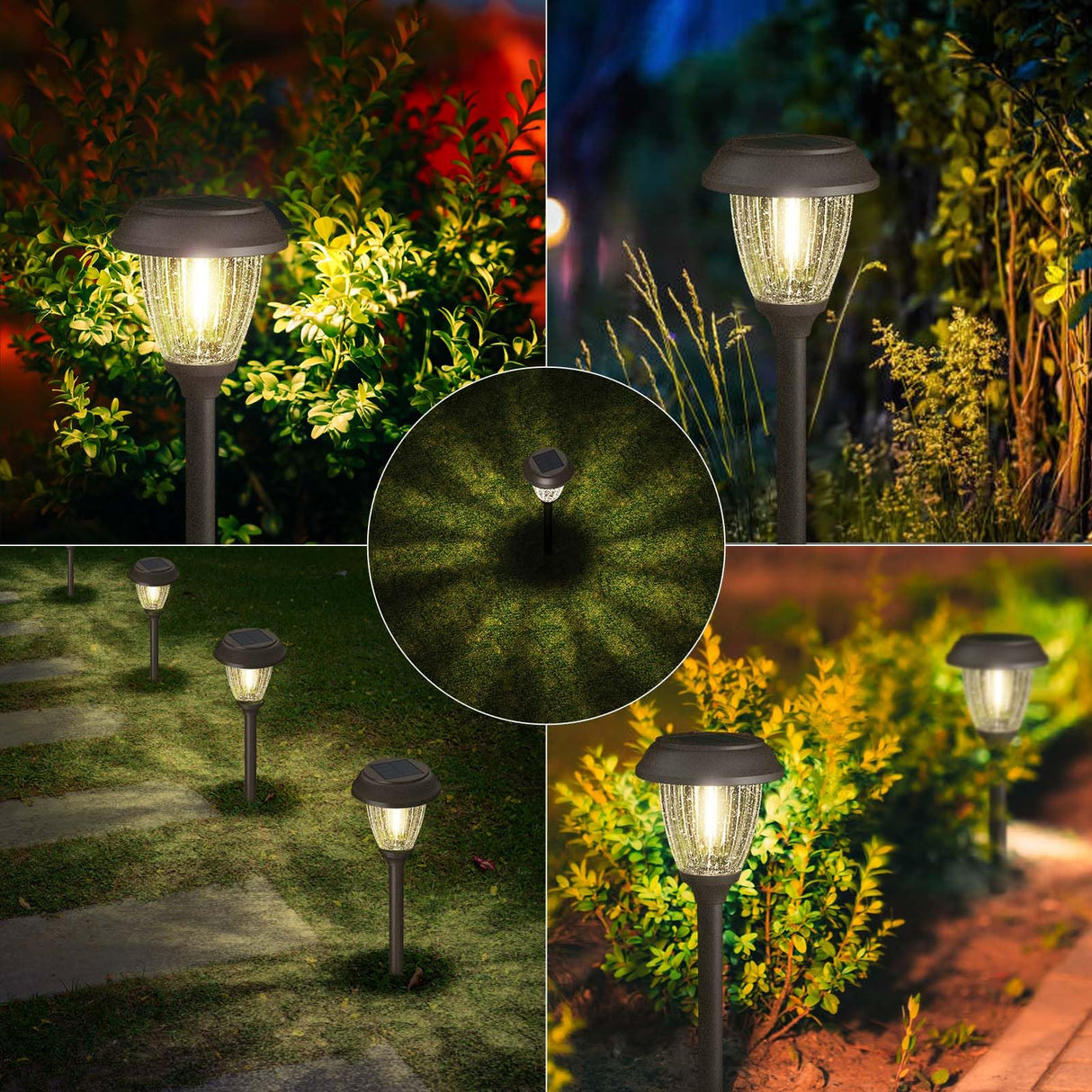 Solar Lights Outdoor 10/25 LM LED with 2 Lighting Modes, Solar Garden Lights Glass