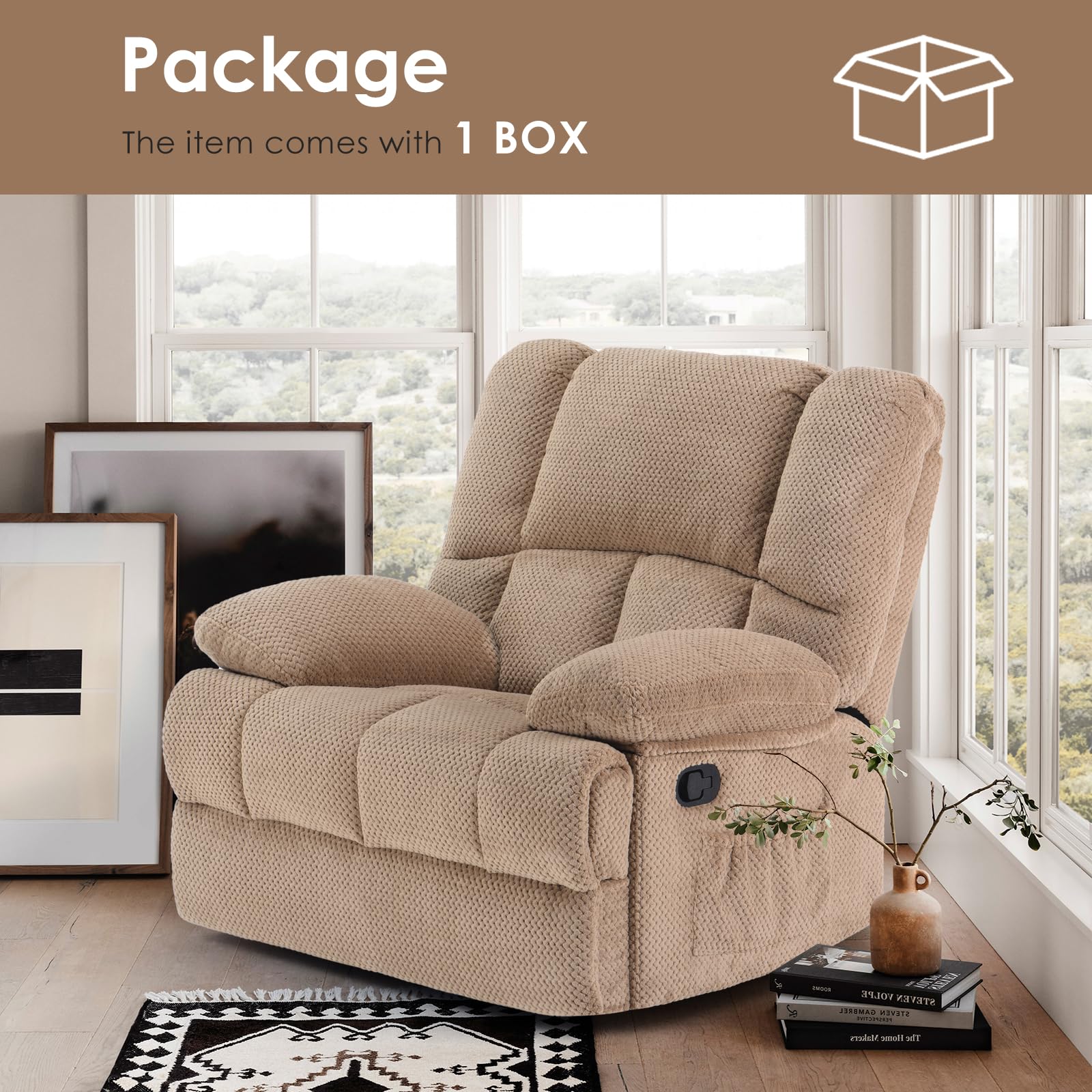 CloudEase Duo Recliner Sofa – 2 Seater Manual Pull Tab Reclining Couch with Soft Fabric for RV