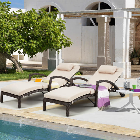 Chaise Lounge Chairs Set of 2 for Outside, Adjustable 5 Position Outdoor