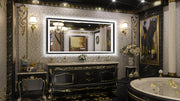 LED Mirror for Bathroom Black Metal Frame Frontlit & Backlit Lighted