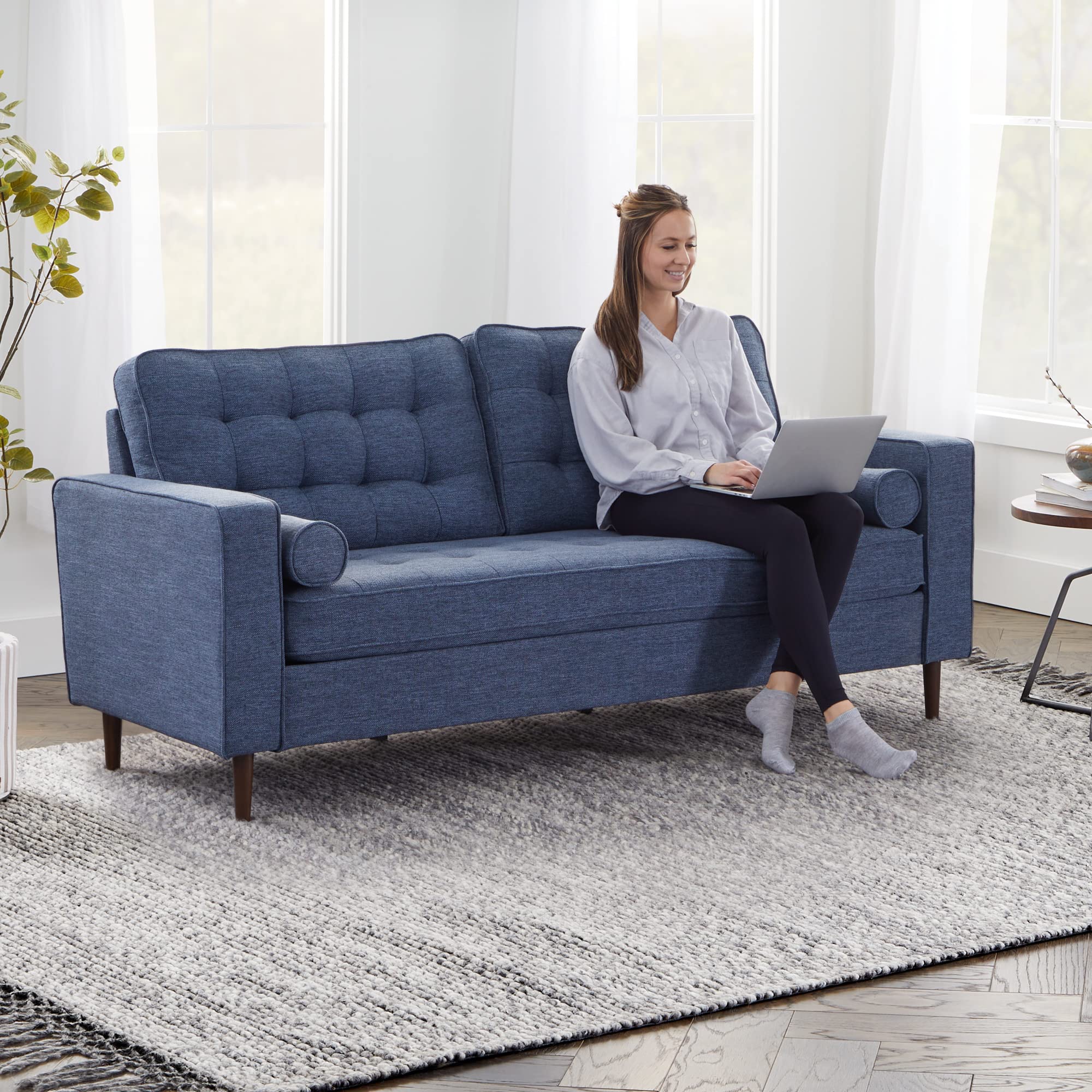 Upholstered Sofa - Couch for Living Room Office or Bedroom - Mid-Century