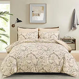 Boho Comforter Set King, 7 Pieces Bed in a Bag Comforter Boho Paisley Pattern Bedding