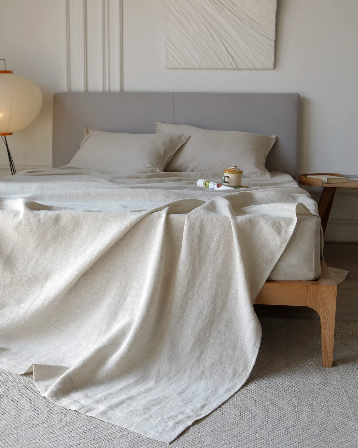 Linen Sheets King Size Set, 100% Washed French Flax Organic Linen Sheets
