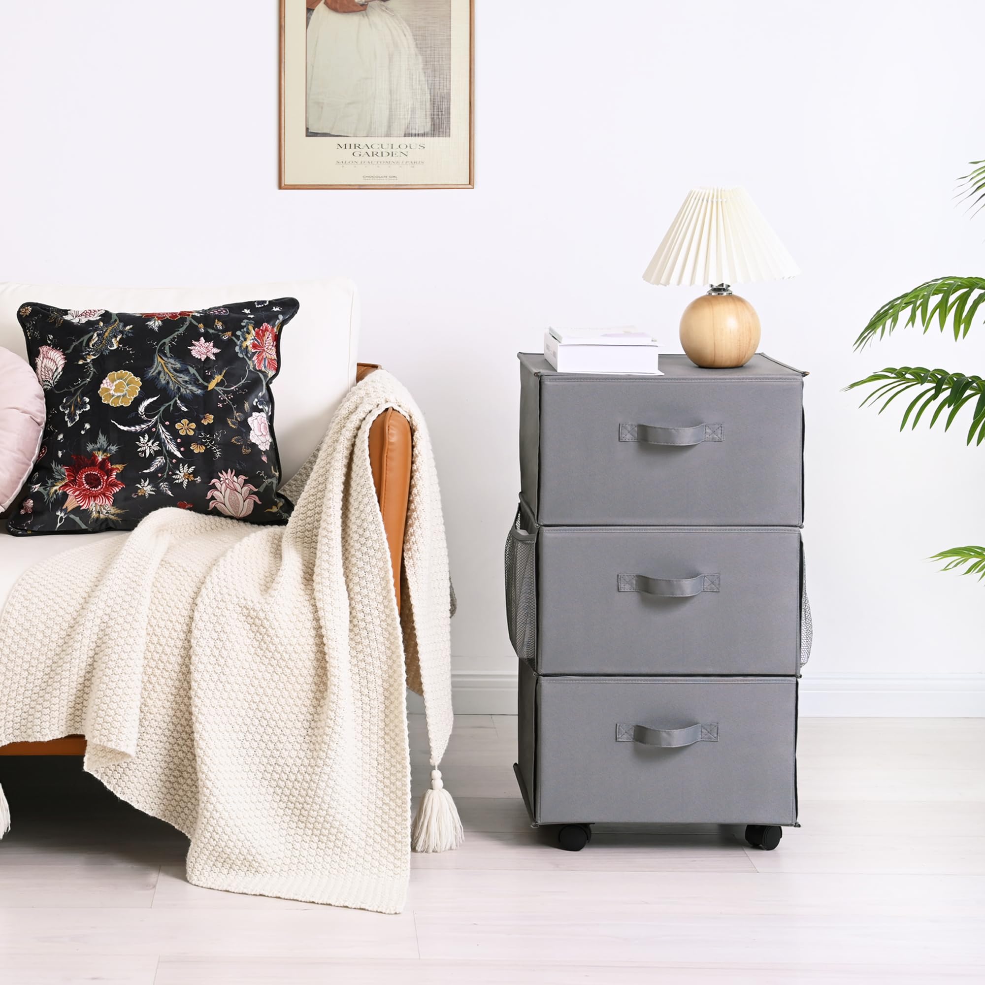 3 Drawer Storage Organizer, 3 Drawer Dresser, Storage Drawer for Bedroom