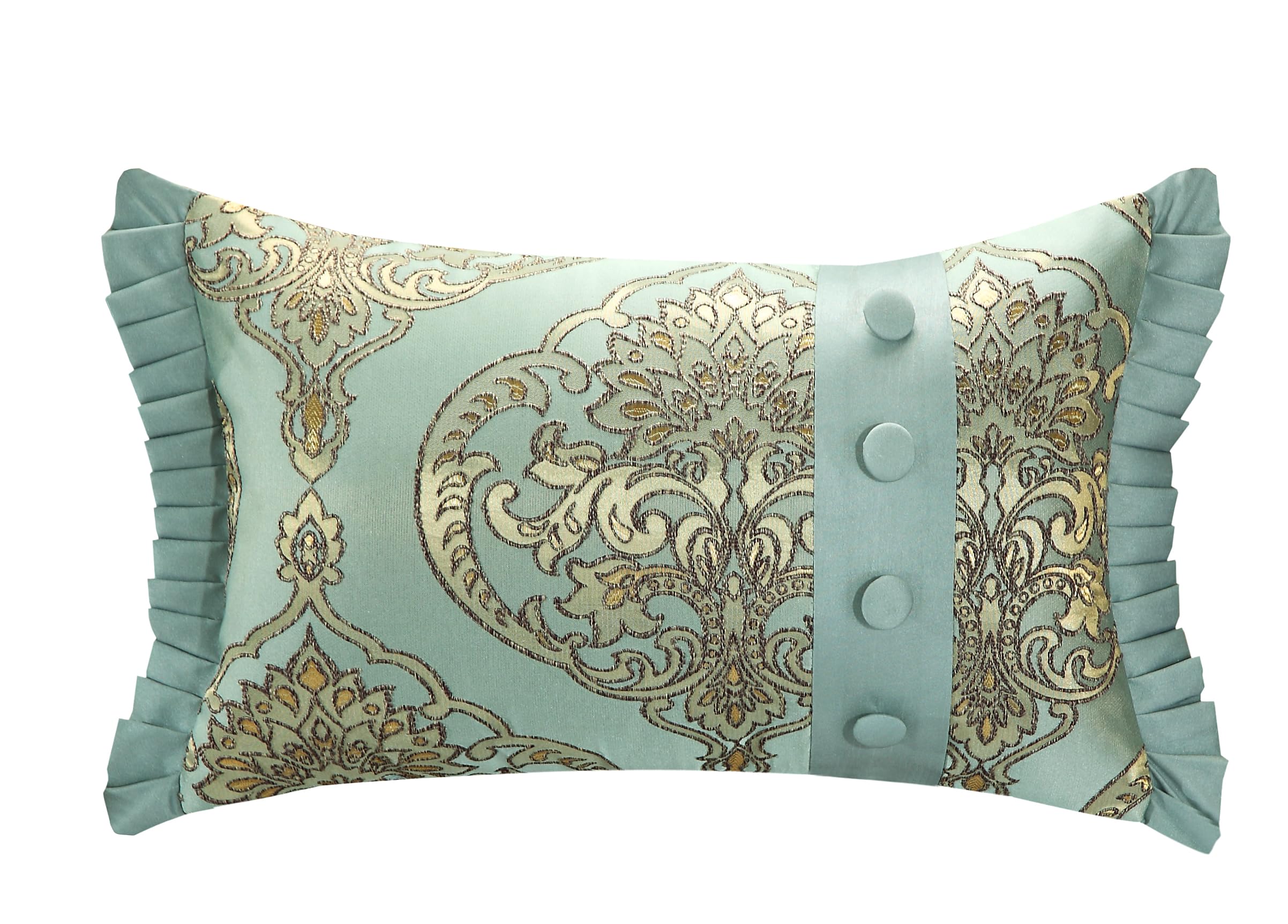 Jacquard Comforter Set Queen Size, 9 Pieces Luxurious Royal Comforter Bed in a Bag All Season (Green,Queen)