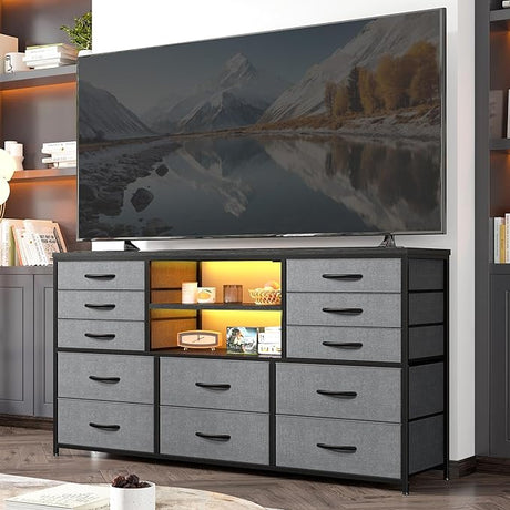 TV Stand Dresser for 60''TV Entertainment Center with LED Lights