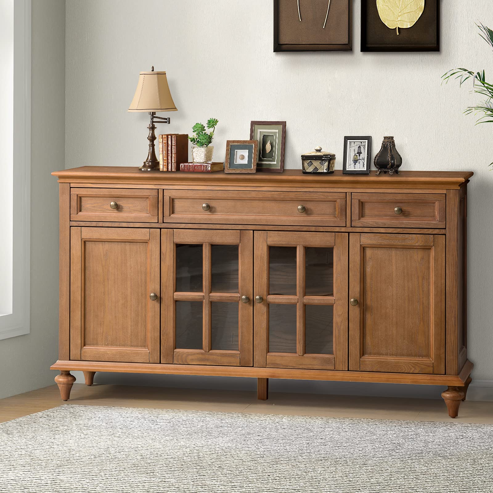 Sideboard Storage Cabinet, Farmhouse Sideboard, Traditional 58'' Sideboard, Sideboard