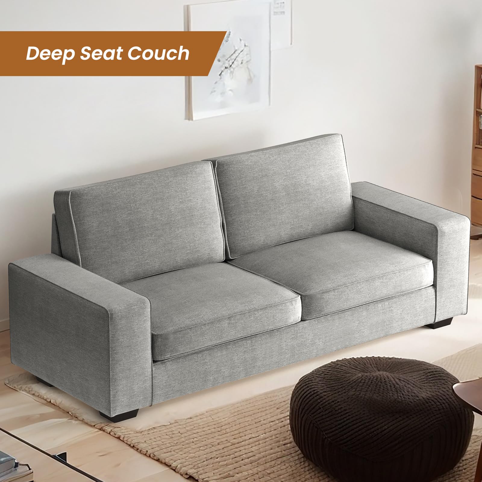 89" Loveseat Couch, Chenille Upholstered Comfty Couch with Removable Covers Wide