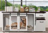 71" Double Dog Crate with Storage - Furniture Style Wooden Kennel