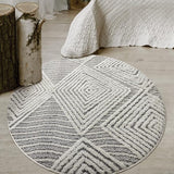 Palafito 8x10 Geometric Shag Diamond High-Low Pile Textured Indoor Area Rug (White