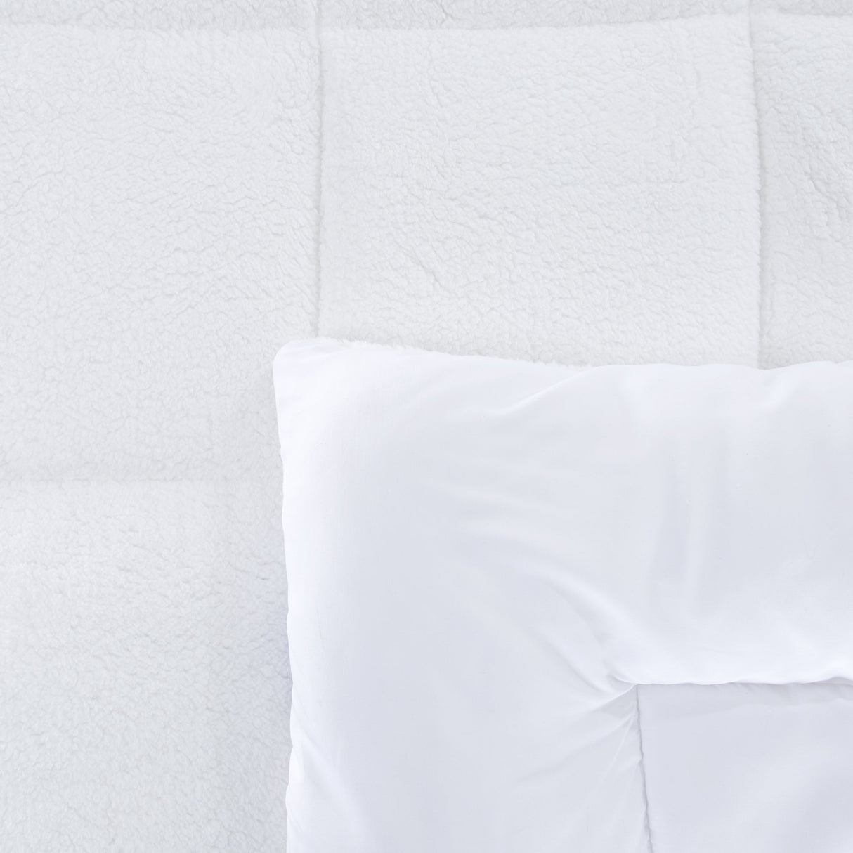 Reversible Oversized Down Alt Comforter with Sherpa-Twin, White