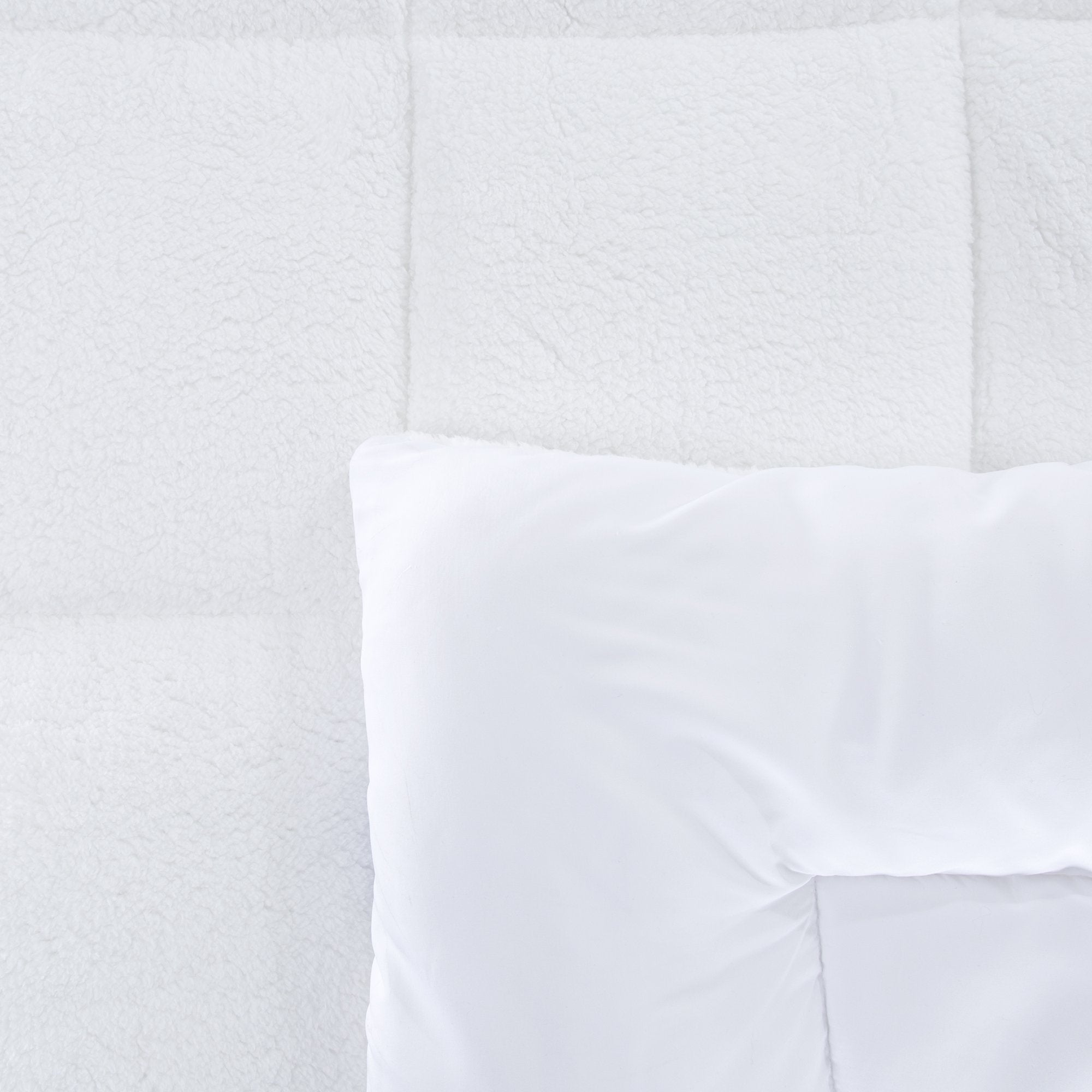 Reversible Oversized Down Alt Comforter with Sherpa-Twin, White