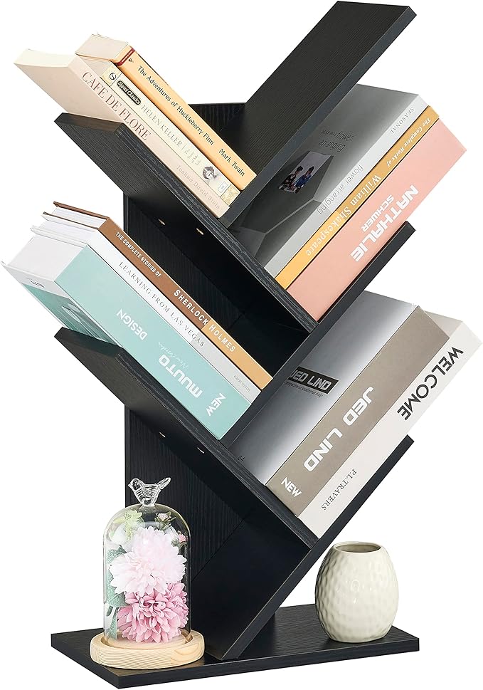 10 Tier Tree Bookshelf, 10 Shelf Bookcase, Free Standing Tree Bookcase, Display Floor Standing Shelf for Books