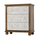 Drawer Dresser with Leaves Pattern Carved, Vintage French Country Chest Accent Cabinet,