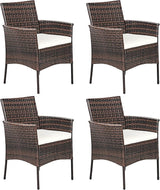 Wicker Patio Chairs Set of 4, Indoor Outdoor PE Rattan Armchairs w/Cane Back