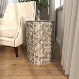 Deco 79 Mother of Pearl Shell Geometric Handmade Side End Accent Table, 14" x 14" x 20", Multi Colored