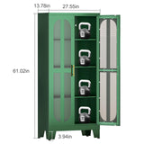 Metal Storage Cabinet, Kitchen Pantry Cabinet with 2 Cross Door Panels