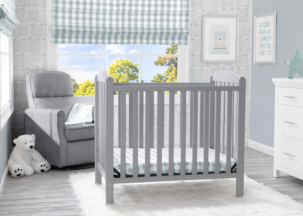 Emery Mini Convertible Baby Crib with 2.75-inch Mattress, Grey