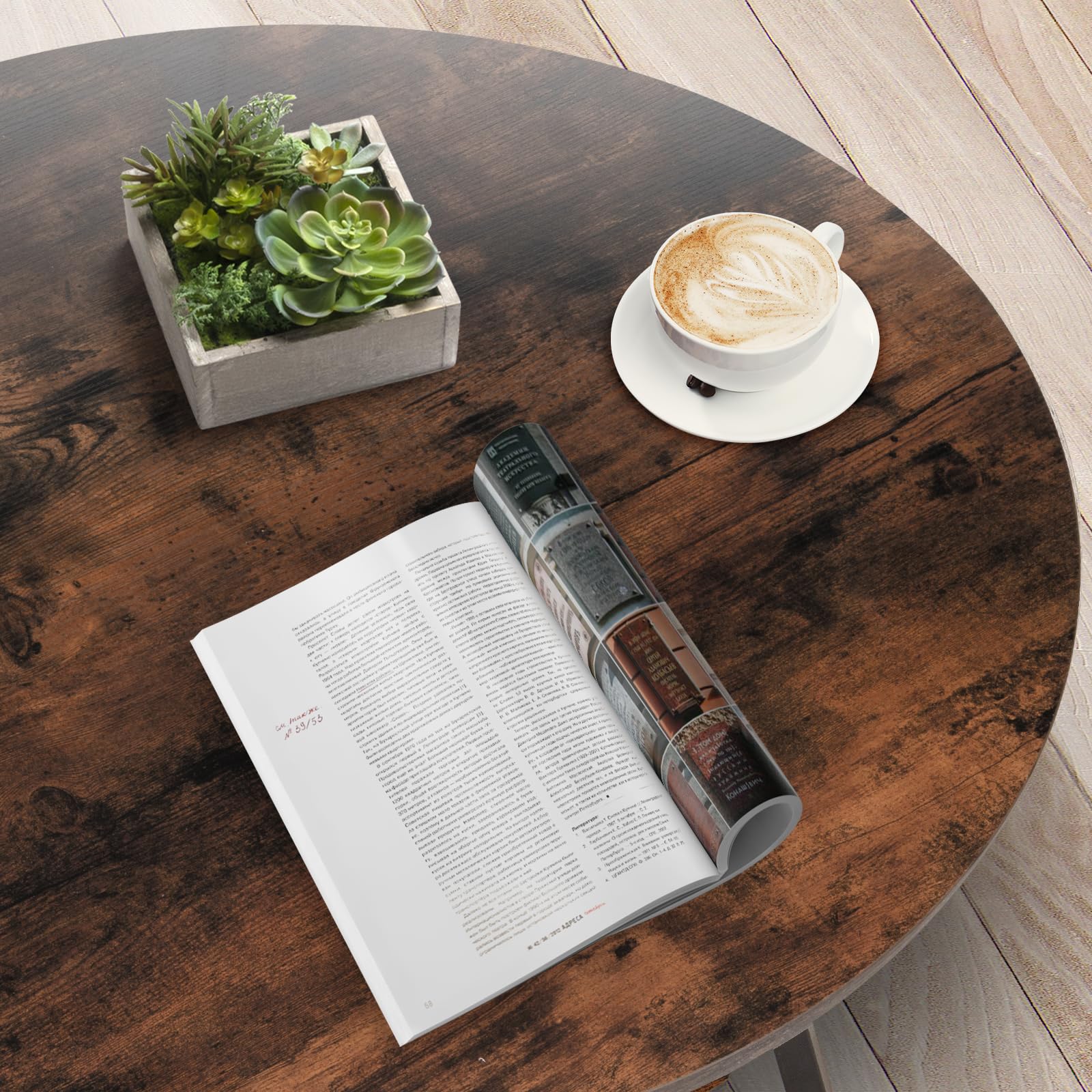 Round Coffee Table, 2-Tier Circle Coffee Table with Storage