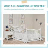 7-In-1 Convertible Life Style Crib In White, Greenguard Gold Certified, 4 Mattress Height