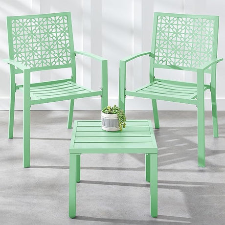Best Choice Products 3-Piece Outdoor Bistro Set, Stackable Modern Steel Furniture