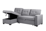 82 inch Convertible L Shaped Sleeper Sectional Sofa Linen with Storage Chaise