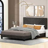 Queen Bed Frame with Headboard, Linen Upholstered Platform Bed Frame