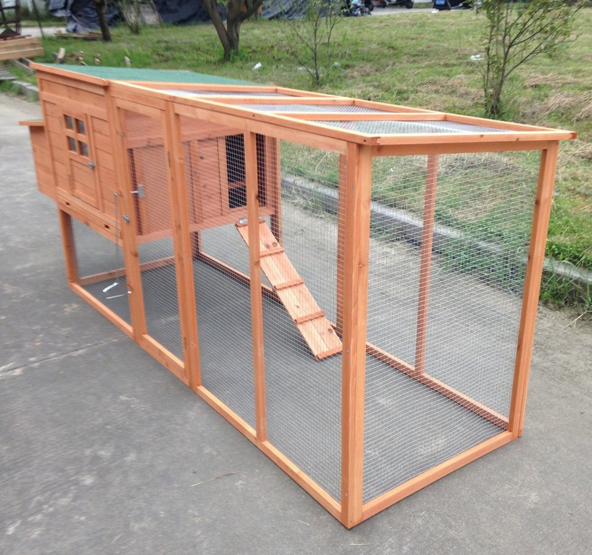 Large 95" Deluxe Solid Wood Hen Chicken Cage House Coop Huge with Run Nesting Box