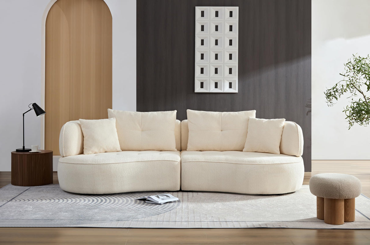 109‘’Curved Sectional Sofa, Boucle Fabric Sectional Sofa Couc