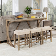 4-Piece Bar Table Set with Power Outlet - Counter Height Dining Set