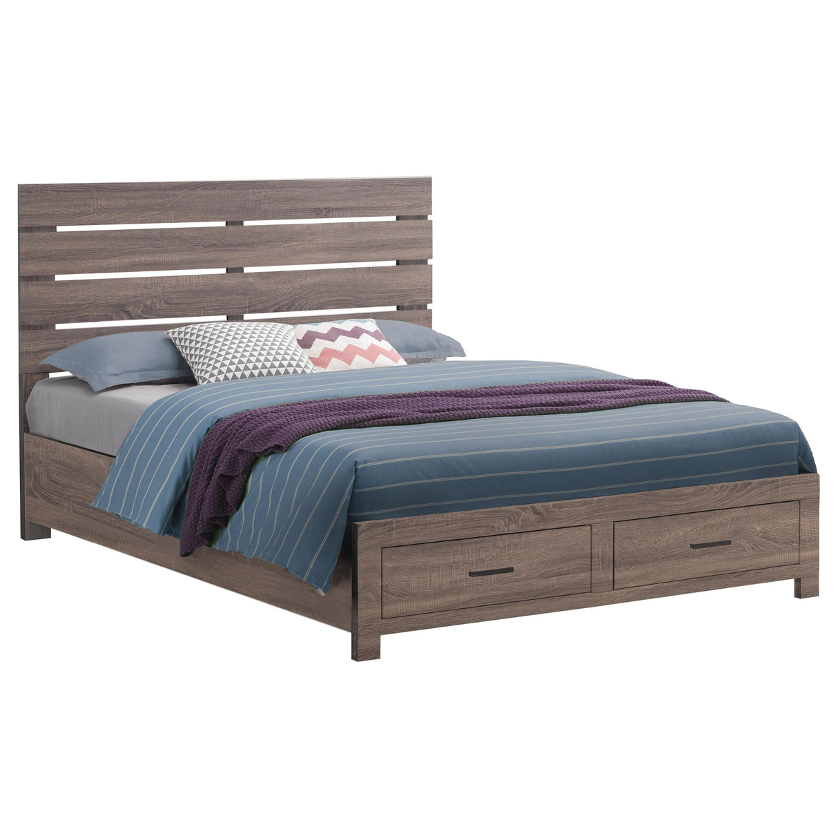 Coaster Home Furnishings Brantford Farmhouse Wood Queen Size Storage Panel Bed