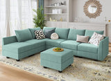 Modular Sectional Sofa with Storage Ottoman Fabric Modular Couch with Reversible