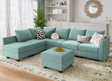 Modular Sectional Sofa with Storage Ottoman Fabric Modular Couch