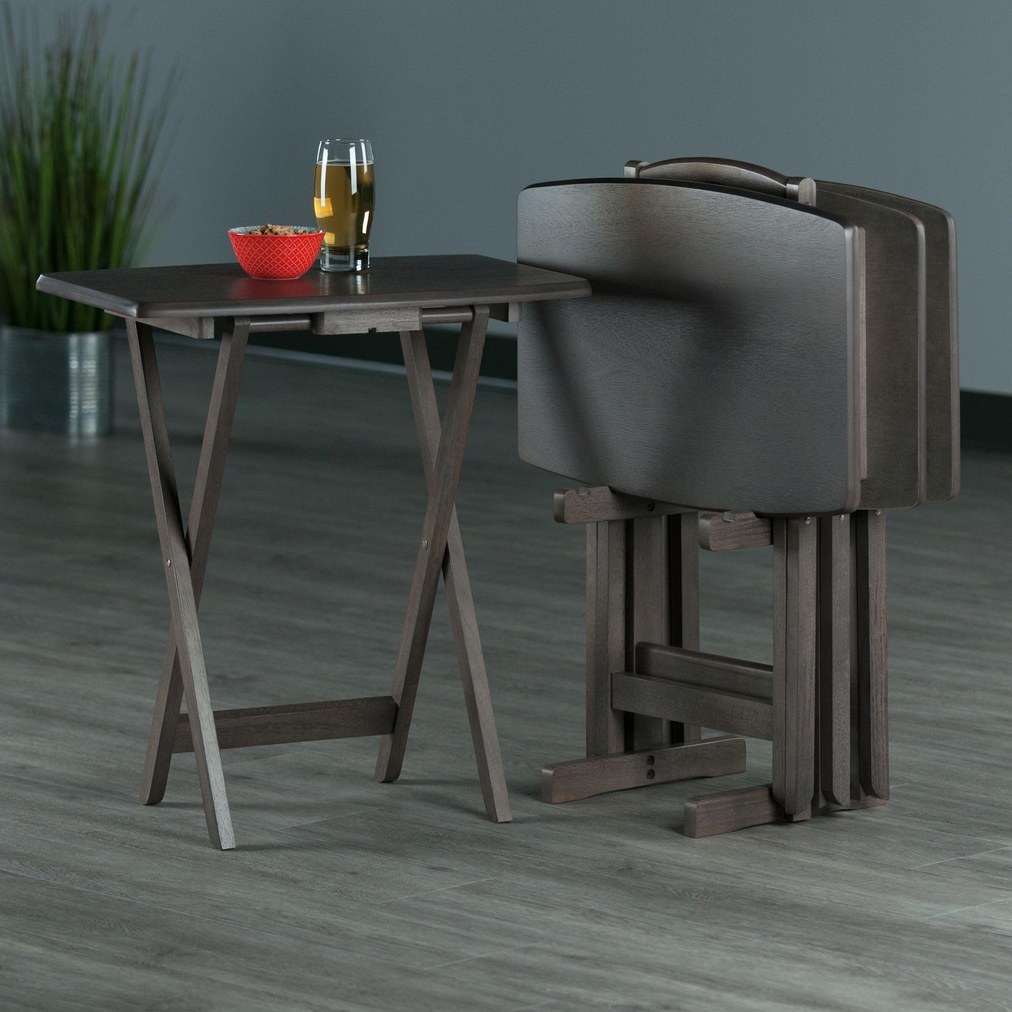 Dorian 5-Pc Folding Snack Table Set – Black