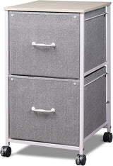 2 Drawer Mobile File Cabinet, Rolling Printer Stand with Open Storage Shelf