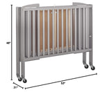 Folding Full Size Convenience Crib In Storm Grey, Two Adjustable Mattress