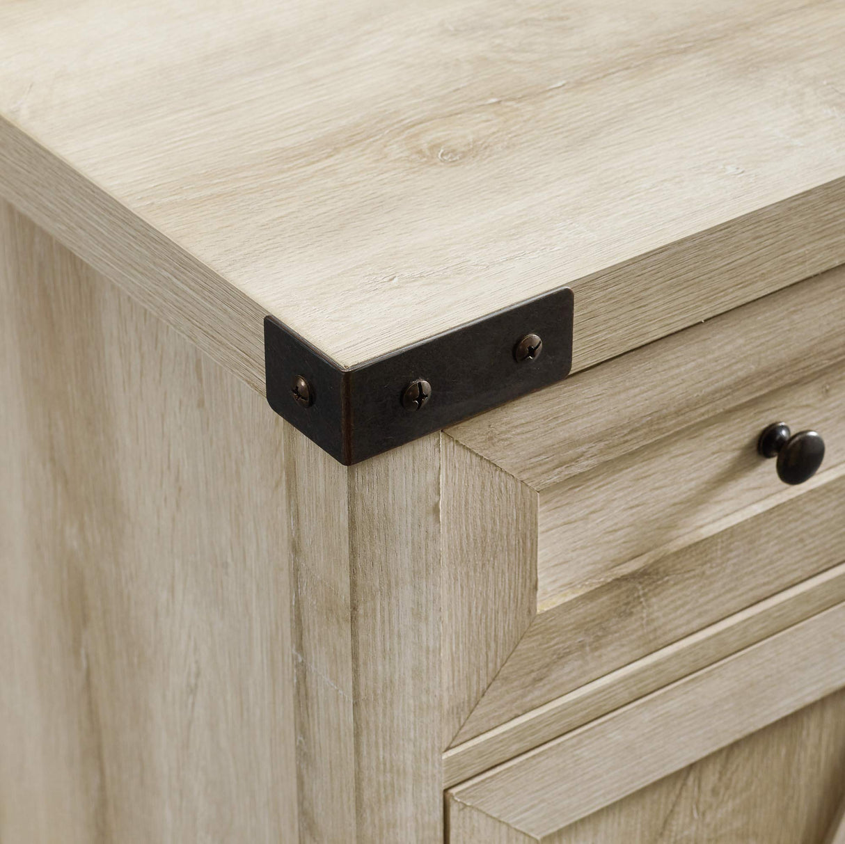 Cass Modern Farmhouse Double Barn Door Accent Cabinet, 30 Inch, White Oak