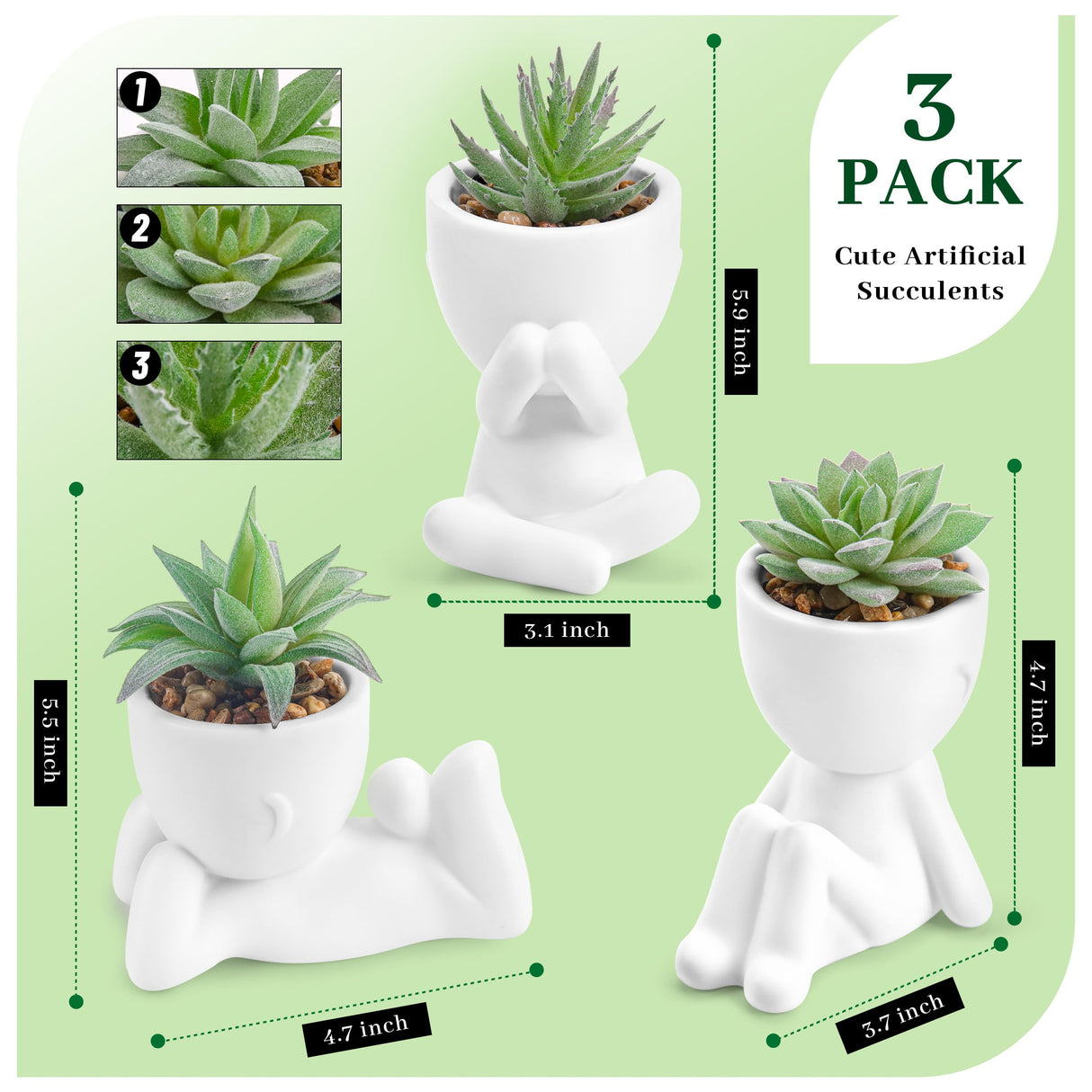 Set of 2 Fake Plants Artificial Succulent Plants for Office Desk Accessories Bathroom