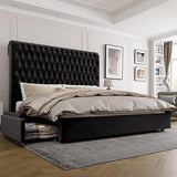 Queen Upholstered Bed Frame with Storage - 54" Tufted Headboard