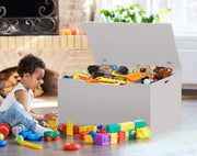 Top Toy Box and Storage Bench Seat with Safety Hinges - White