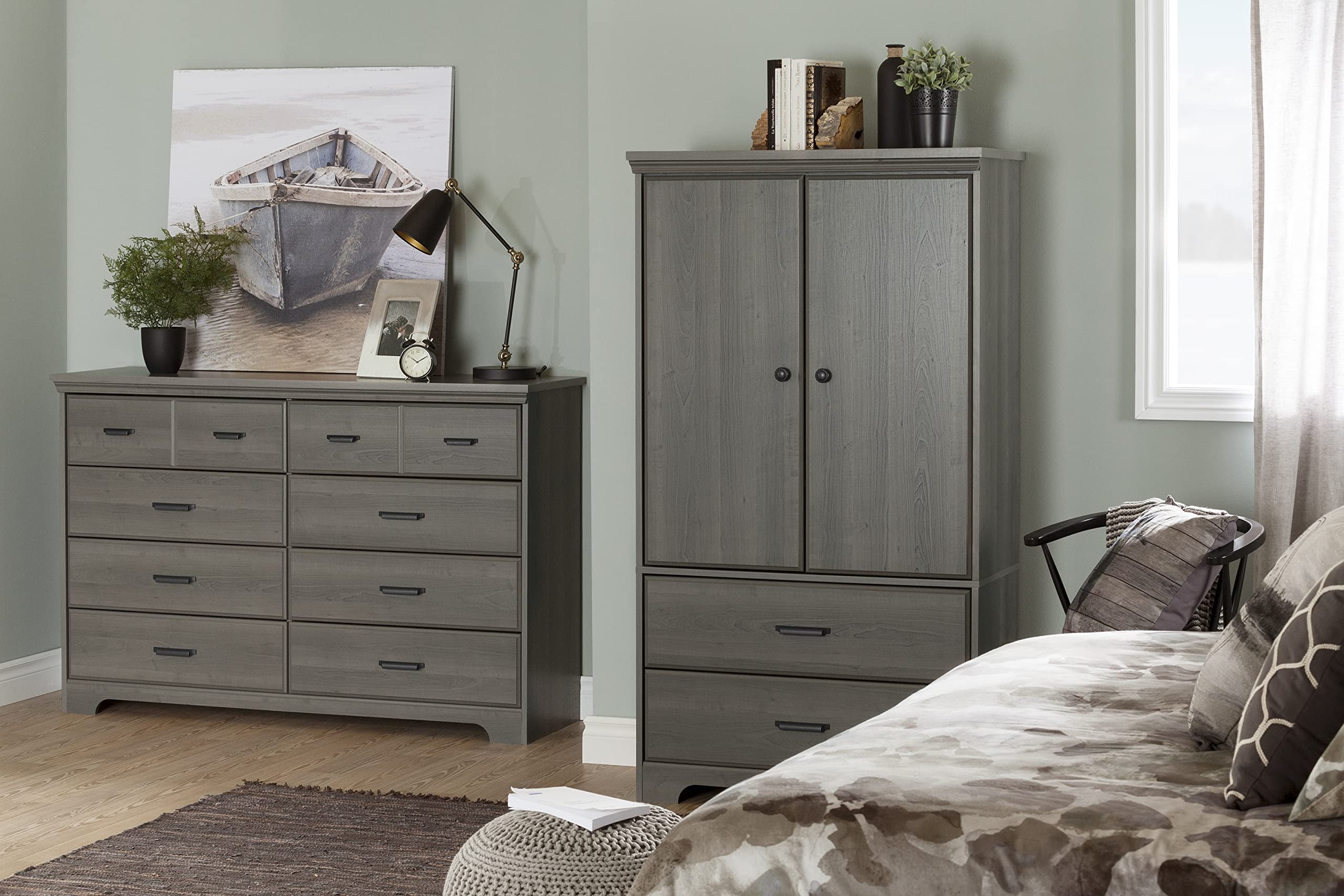 Versa 8-Drawer Double Dresser Gray Maple