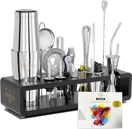 Bartender Kit 20-Piece Boston Cocktail Shaker Set for Mixing