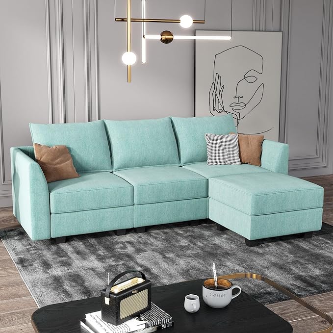 Convertible Modular Sectional Sofa L-Shape Sectional Couch with Reversible Chaise Modular Sofa