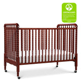 Jenny Lind 3-in-1 Convertible Crib in Rich Cherry, Removable Wheels, Greenguard Gold