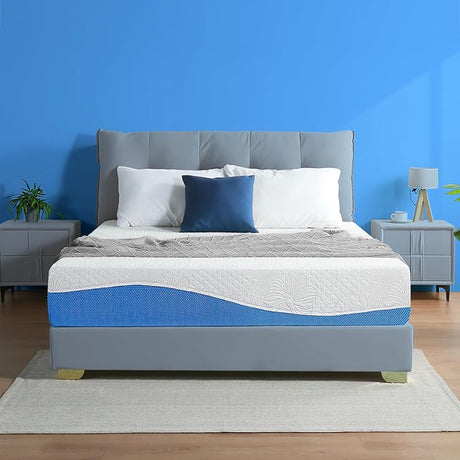 King Mattress, 10 Inch Gel Memory Foam Mattress, Gel Infused for Comfort and Pressure Relief,