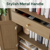 Bookcases with 2 Doors and 1 Drawer, Floor Standing Display Storage with 1 Adjustable