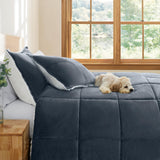 00520 Blissful King Comforter Set Reversible Fluffy All Season Comforter and Pillow Shams Easy Care Soft