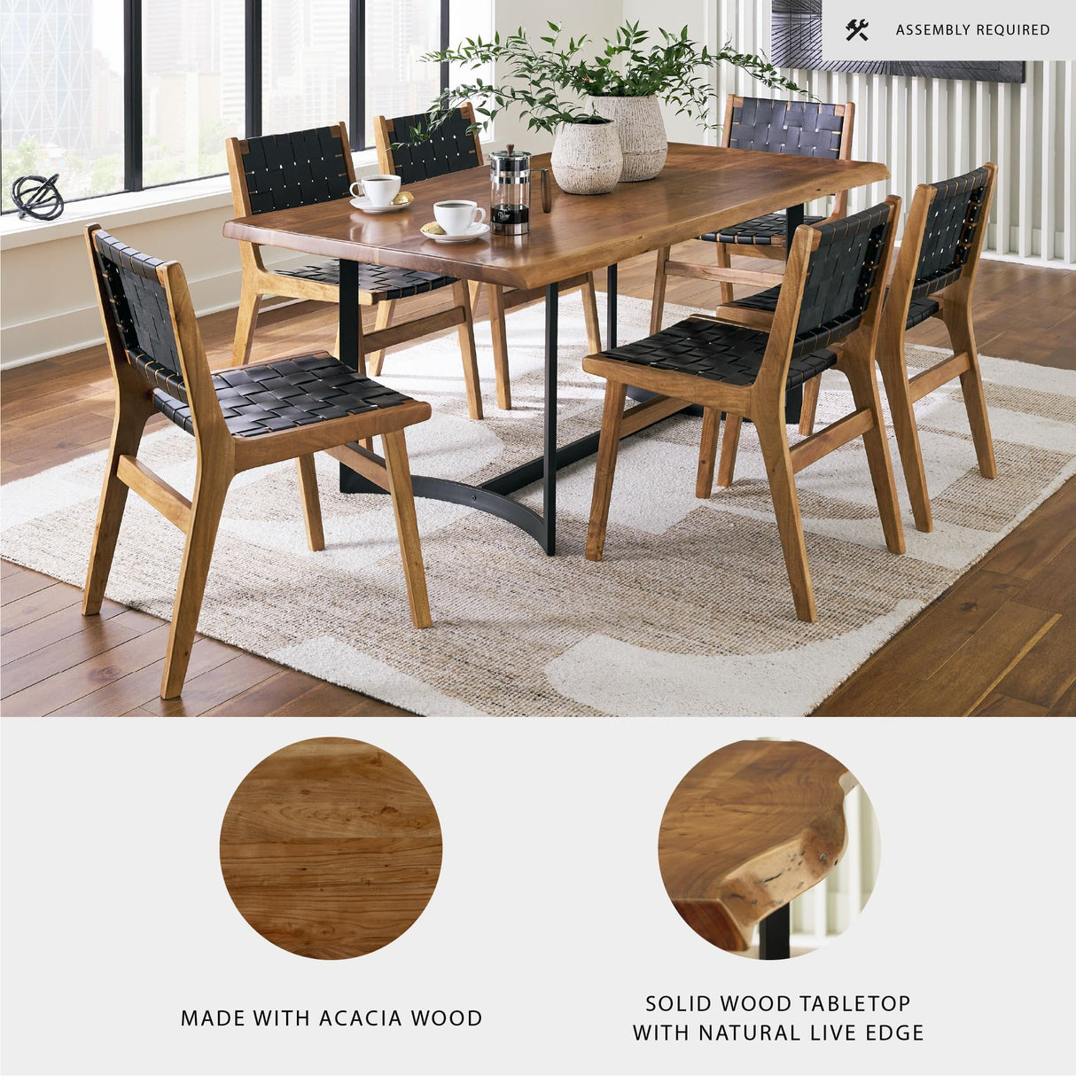 Fortmaine Contemporary Dining Table with Natural Live Edge