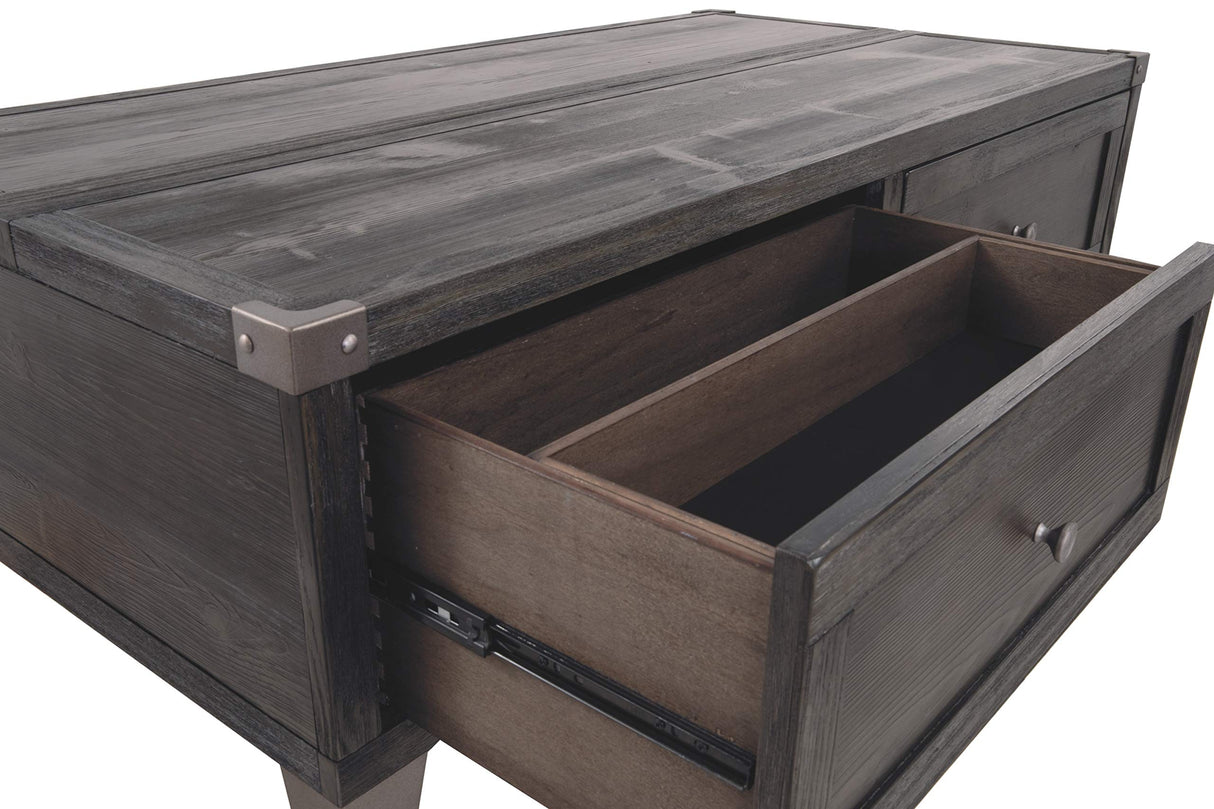 Todoe Industrial Rectangular Lift Top Coffee Table with 2 Storage Drawers,