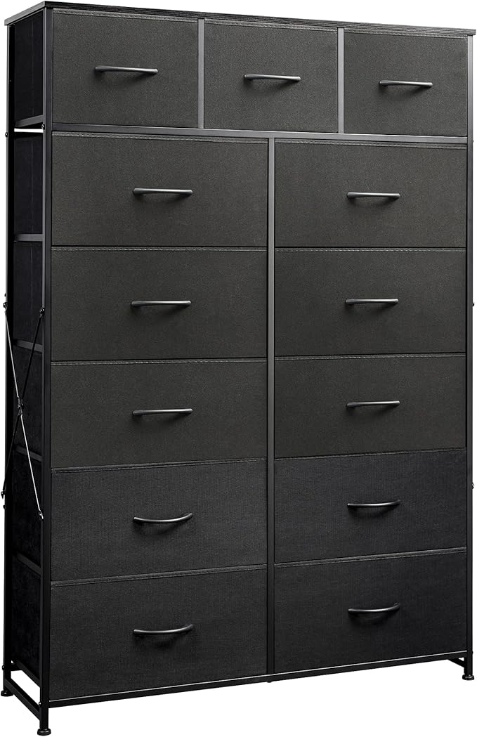 Tall Dresser for Bedroom with 13 Drawers, Storage Dresser Organizer Unit